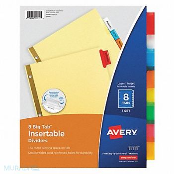 AVERY Binder Divider Insertable Multicolor, 6XVY0