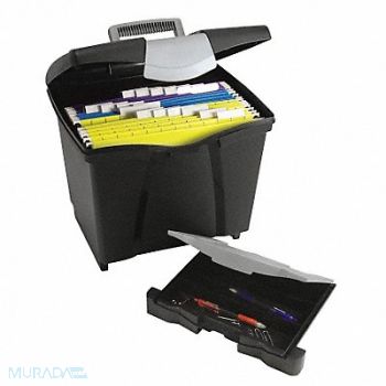 STOREX File Storage Box with Drawer Letter Blk, 6XWF8