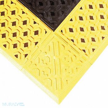 NOTRAX Drainage Mat Black wYlwBrdr 2ft. 6 x5ft., 6Z926