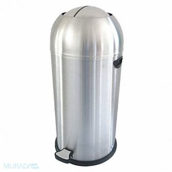 TOUGH GUY Wastebasket Round 10 gal Silver, 6ZCL4