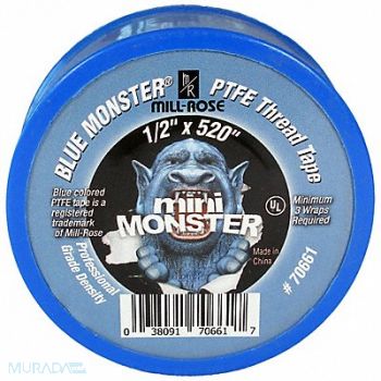 BLUE MONSTER Thread Sealant Tape 1/2 in Blue 520 in, 800K14