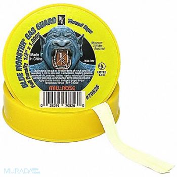 BLUE MONSTER Thread Sealant Tape 1/2in Yellow 1000 in, 800K20
