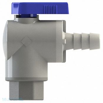 GRAINGER APPROVED PVC Ball Valve Angle FNPT x Barb 3/8, 3CGN4