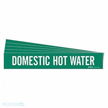 BRADY Pipe Marker White Domestic Hot Water PK5, 782F24