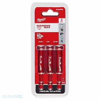 MILWAUKEE Hole Saw Kit Hard Tile/Porcelain/Granite, 783WN4