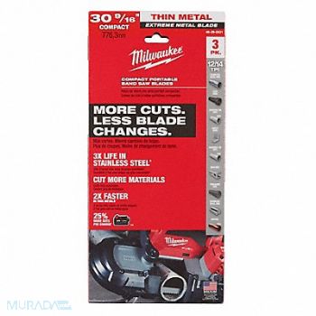 MILWAUKEE Portable Band Saw Blades SS PK3, 783WR0