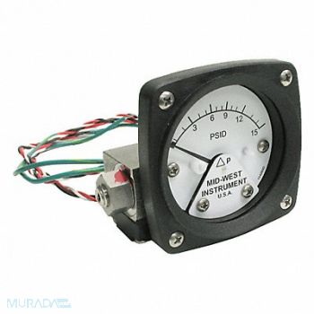 MIDWEST INSTRUMENT K4584 Differential Pressure Gauge and Switch, 783YP6
