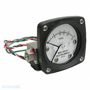 MIDWEST INSTRUMENT K4584 Differential Pressure Gauge and Switch, 783YP8