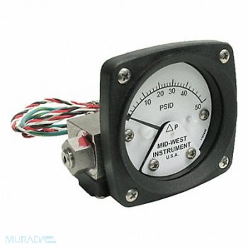 MIDWEST INSTRUMENT K4584 Differential Pressure Gauge and Switch, 783YR0