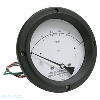 MIDWEST INSTRUMENT K4585 Differential Pressure Gauge and Switch, 783YR3