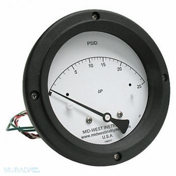 MIDWEST INSTRUMENT K4585 Differential Pressure Gauge and Switch, 783YR7