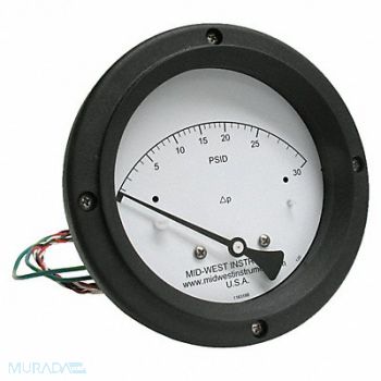 MIDWEST INSTRUMENT K4585 Differential Pressure Gauge and Switch, 783YR8