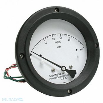 MIDWEST INSTRUMENT K4585 Differential Pressure Gauge and Switch, 783YR9