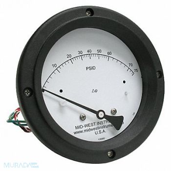 MIDWEST INSTRUMENT K4585 Differential Pressure Gauge and Switch, 783YT0