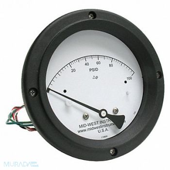 MIDWEST INSTRUMENT K4585 Differential Pressure Gauge and Switch, 783YT1