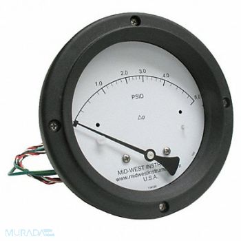 MIDWEST INSTRUMENT K4586 Differential Pressure Gauge and Switch, 783YT2