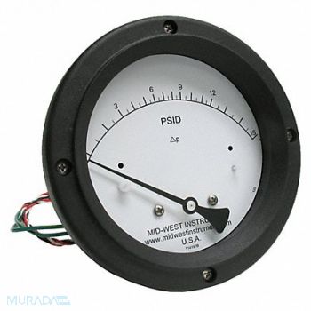MIDWEST INSTRUMENT K4586 Differential Pressure Gauge and Switch, 783YT4
