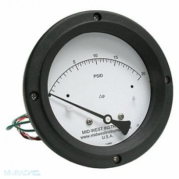MIDWEST INSTRUMENT K4586 Differential Pressure Gauge and Switch, 783YT5