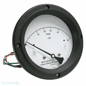 MIDWEST INSTRUMENT K4586 Differential Pressure Gauge and Switch, 783YT8