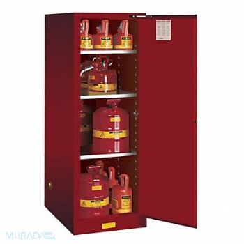 JUSTRITE Cabinet Steel 3 Shelves Red, 786V77