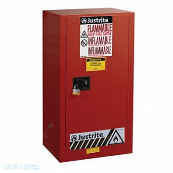 JUSTRITE Cabinet Steel 1 Shelves Red, 786V79