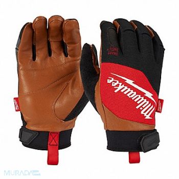 MILWAUKEE Work Gloves Black/Brown/Red 8 1/4 L, 787UH6