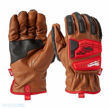 MILWAUKEE Work Gloves Black/Brown/Red 8 1/4 L, 787UK1