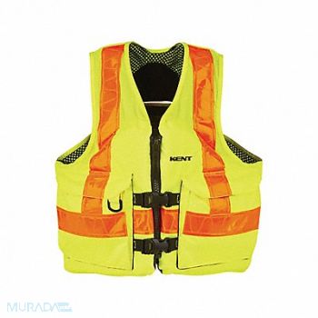 KENT SAFETY Life Jacket Belt Buckle Zip Hi-Vis Yellw, 792Y27