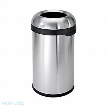 SIMPLEHUMAN Trash Can 16 gal Silver Indoor/Outdoor, 793G04