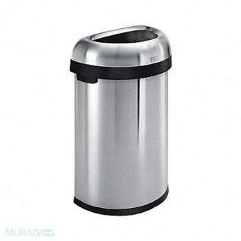 SIMPLEHUMAN Trash Can 16 gal Silver Indoor/Outdoor, 793G07