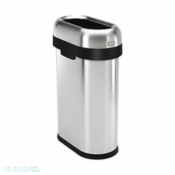 SIMPLEHUMAN Trash Can 13 gal Silver Indoor/Outdoor, 793G09