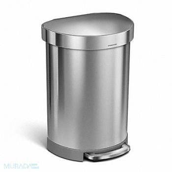 SIMPLEHUMAN Trash Can 16 gal Silver Indoor/Outdoor, 793G10