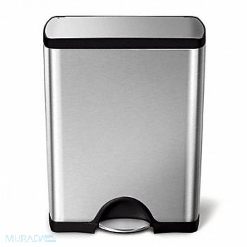 SIMPLEHUMAN Trash Can 13 gal Silver Indoor/Outdoor, 793G11