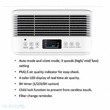 GRAINGER APPROVED Air Cleaner Freestanding 307 sq ft HEPA, 793K19