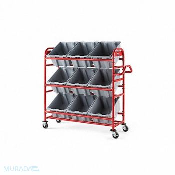 RUBBERMAID COMMERCIAL PRODUCTS Tote Cart Red 3 Shelves 450 lb 20-1/4 W, 793TK0
