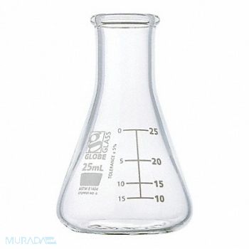 GLOBE SCIENTIFIC Erlenmeyer Flask 0.85 oz 25 mL PK12, 793VZ2