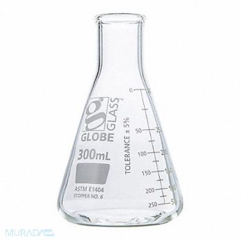 GLOBE SCIENTIFIC Erlenmeyer Flask 10.14 oz 300 mL PK12, 793VZ6