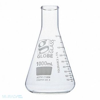 GLOBE SCIENTIFIC Erlenmeyer Flask 33.81 oz 1 000 mL PK6, 793VZ8