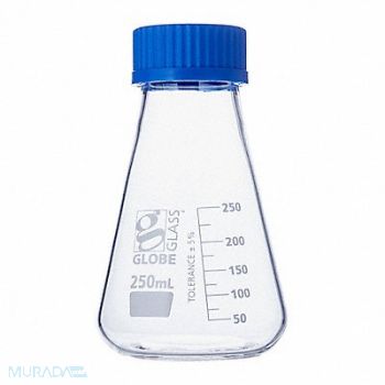 GLOBE SCIENTIFIC Erlenmeyer Flask 8.45 oz 250 mL PK6, 793W05