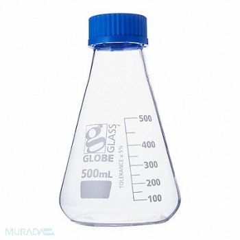GLOBE SCIENTIFIC Erlenmeyer Flask 16.91 oz 500 mL PK6, 793W06