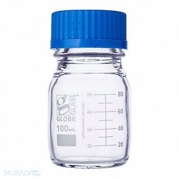 GLOBE SCIENTIFIC Media Bottle 3.38 oz 100 mL PK10, 793W10
