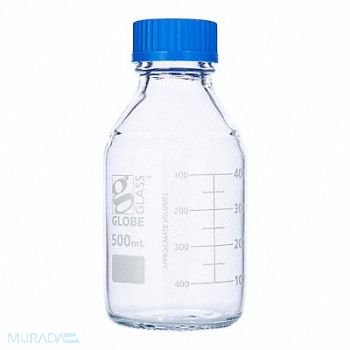 GLOBE SCIENTIFIC Media Bottle 16.91 oz 500 mL PK10, 793W12