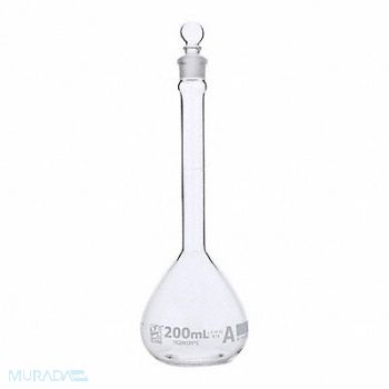 GLOBE SCIENTIFIC Volumetric Flask 6.76 oz 200 mL PK6, 793W24