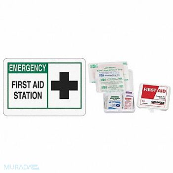 GRAINGER APPROVED First Aid Kit with First Aid Sign Combo, 7DW86