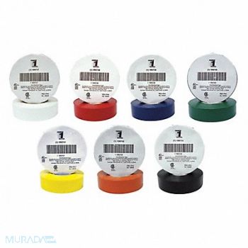 GRAINGER APPROVED Elec Tape 66 ft Lx3/4 W 7 mil Assorted, 7DX31