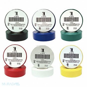 GRAINGER APPROVED Elec Tape 60 ft Lx3/4 W 7 mil Assorted, 7DX32