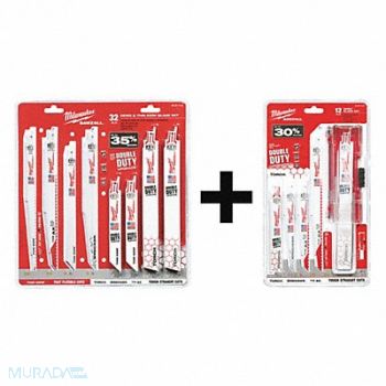 MILWAUKEE Reciprocating Saw Blde Set Metal Cutting, 7DY36