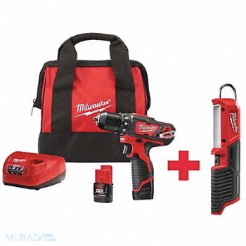 MILWAUKEE Cordless Drill/Driver Kit Ergonomic, 7DY84
