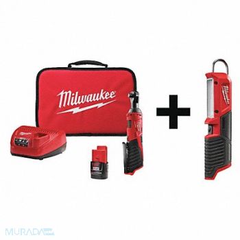 MILWAUKEE Cordless Ratchet Kit 3/8in. Stick Light, 7DY91