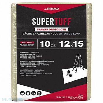 SUPERTUFF Drop Cloth 32 mil Cotton Canvas 15 ft L, 800DE7